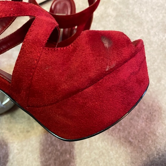 Chelsea & Zoe Red Suede Platform Heels 8.5 - Picture 8 of 10
